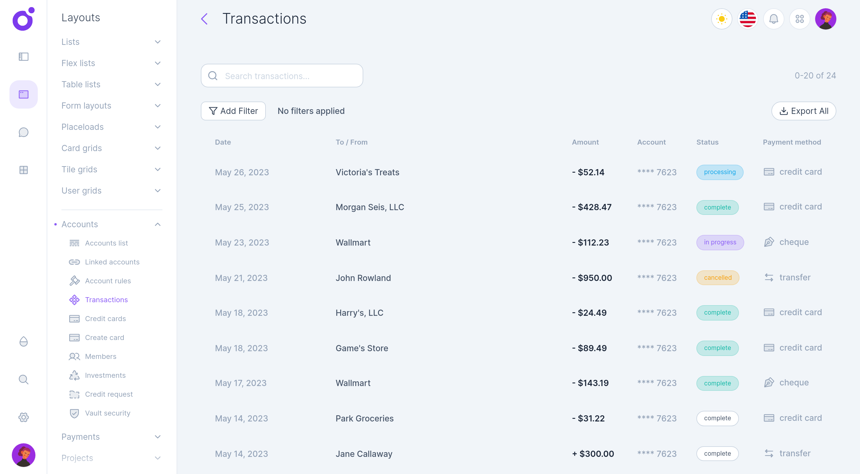 Tairo - Transactions